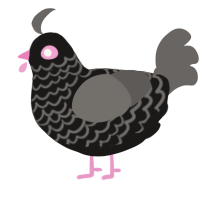 A sable and grey chicken with a lace pattern