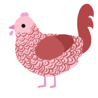 A rose and red chicken with a double-lace pattern