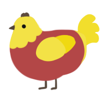 EVIL Spongebob, a red and yellow chicken with a head pattern