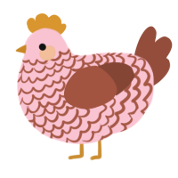A rose and russet chicken with a lace pattern