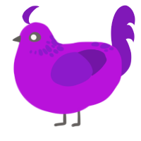 Grape, a amethyst and violet chicken with a neck-speckle pattern