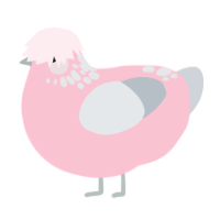 A rose and mist chicken with a neck-speckle pattern