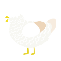 Leader, a white and cream chicken with a lace pattern