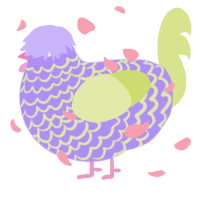 Fleur, a lilac and lemon chicken with a lace pattern