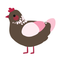 A bark and rose chicken with a neck-speckle pattern
