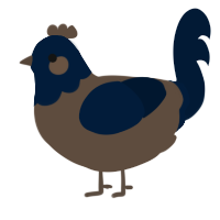 A bark and tumblr chicken with a head pattern