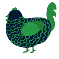 A tumblr and viridian chicken with a lace pattern