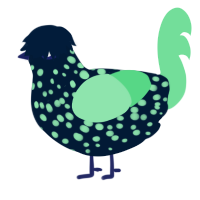 A tumblr and spring chicken with a speckle pattern