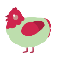 A gluppy and crimson chicken with a head pattern