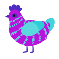 Berry Blossom, a amethyst and aqua chicken with a bar pattern