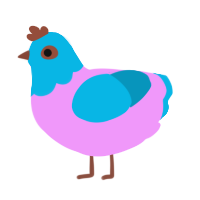 Jelly, a lavender and cerulean chicken with a head pattern