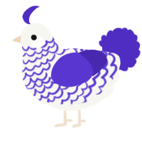 (unnamed), a white and indigo chicken with a lace pattern