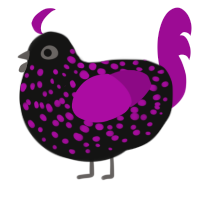 (unnamed), a black and plum chicken with a speckle pattern