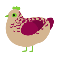 Ura, a beige and maroon chicken with a half-lace pattern