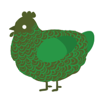 Grass, a olive and viridian chicken with a double-lace pattern