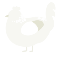 A white chicken with a neck-speckle pattern