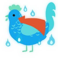 A sky and aqua chicken with a half-lace pattern