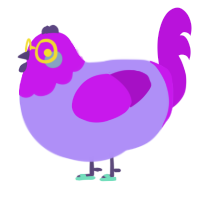 Medicine, a lilac and amethyst chicken with a head pattern