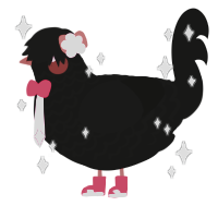 A black chicken with a lace pattern