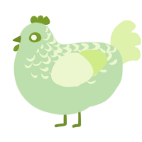 A gluppy and apple chicken with a half-lace pattern