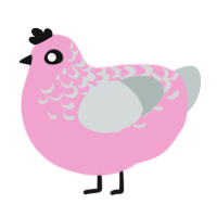 A pink and silver chicken with a half-lace pattern