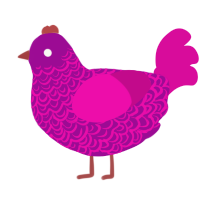 Magenta, a plum and fuchsia chicken with a double-lace pattern