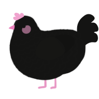 A black chicken with a lace pattern