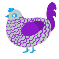 A silver and violet chicken with a lace pattern