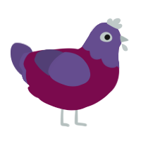 A wine and overcast chicken with a head pattern
