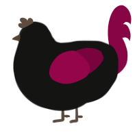 Wine Murder, a black and maroon chicken