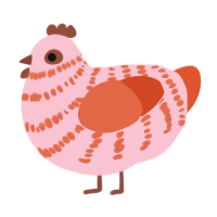 A rose and vermilion chicken with a bar pattern