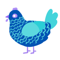 A ultramarine and aqua chicken with a lace pattern