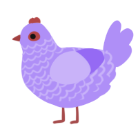 A lilac chicken with a lace pattern