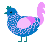 A sapphire and lavender chicken with a lace pattern