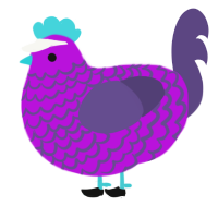A amethyst and overcast chicken with a lace pattern