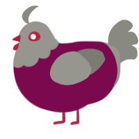 A wine and ash chicken with a head pattern
