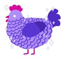 divken, a lilac and indigo chicken with a lace pattern