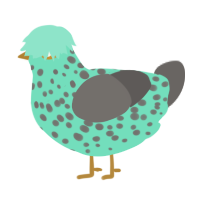 Coveted Office Pen, a mint and grey chicken with a speckle pattern