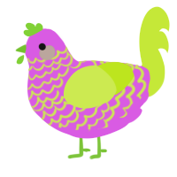 A orchid and lime chicken with a lace pattern