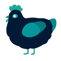 A tumblr and teal chicken
