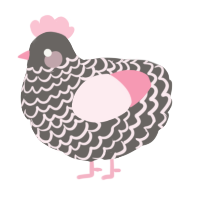 A grey and rose chicken with a lace pattern