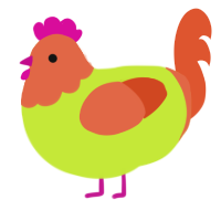 grapefruit, a lime and vermilion chicken with a head pattern