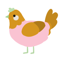 A rose and ochre chicken with a head pattern