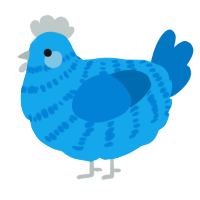 Eon, a sky and sapphire chicken with a bar pattern