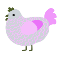 A mist and lavender chicken with a lace pattern