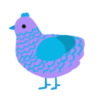Cornflower, a lilac and cerulean chicken with a lace pattern