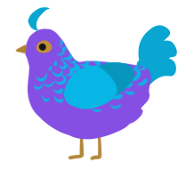 A blurple and cerulean chicken with a half-lace pattern