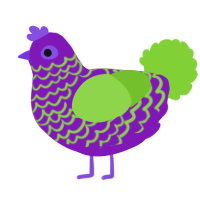 ToxicSour, a violet and grass chicken with a lace pattern