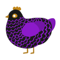 A sable and violet chicken with a lace pattern