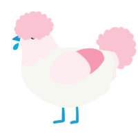 A white and rose chicken with a head pattern